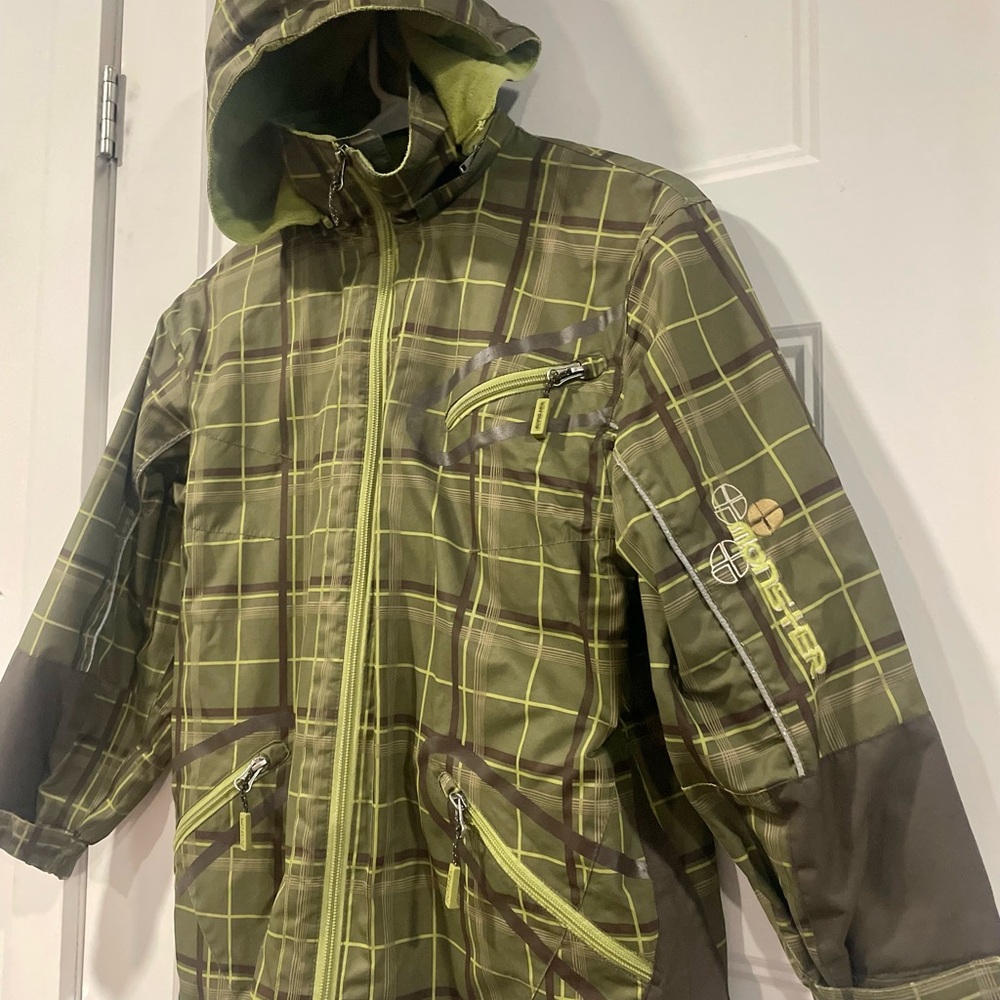 Kids Green Lined Plaid Fall/Spring Jacket 8y